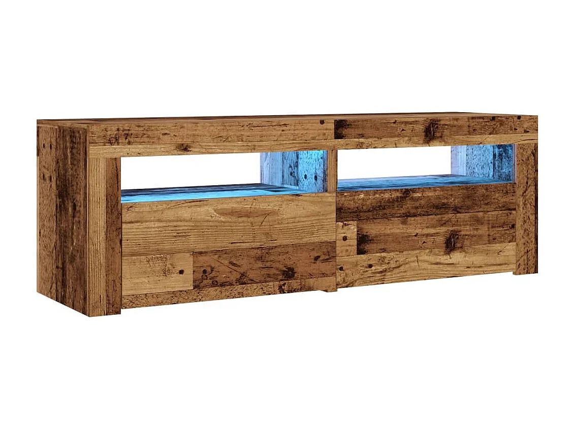 Meuble TV avec lumières LED vieux bois bois d'ingénierie