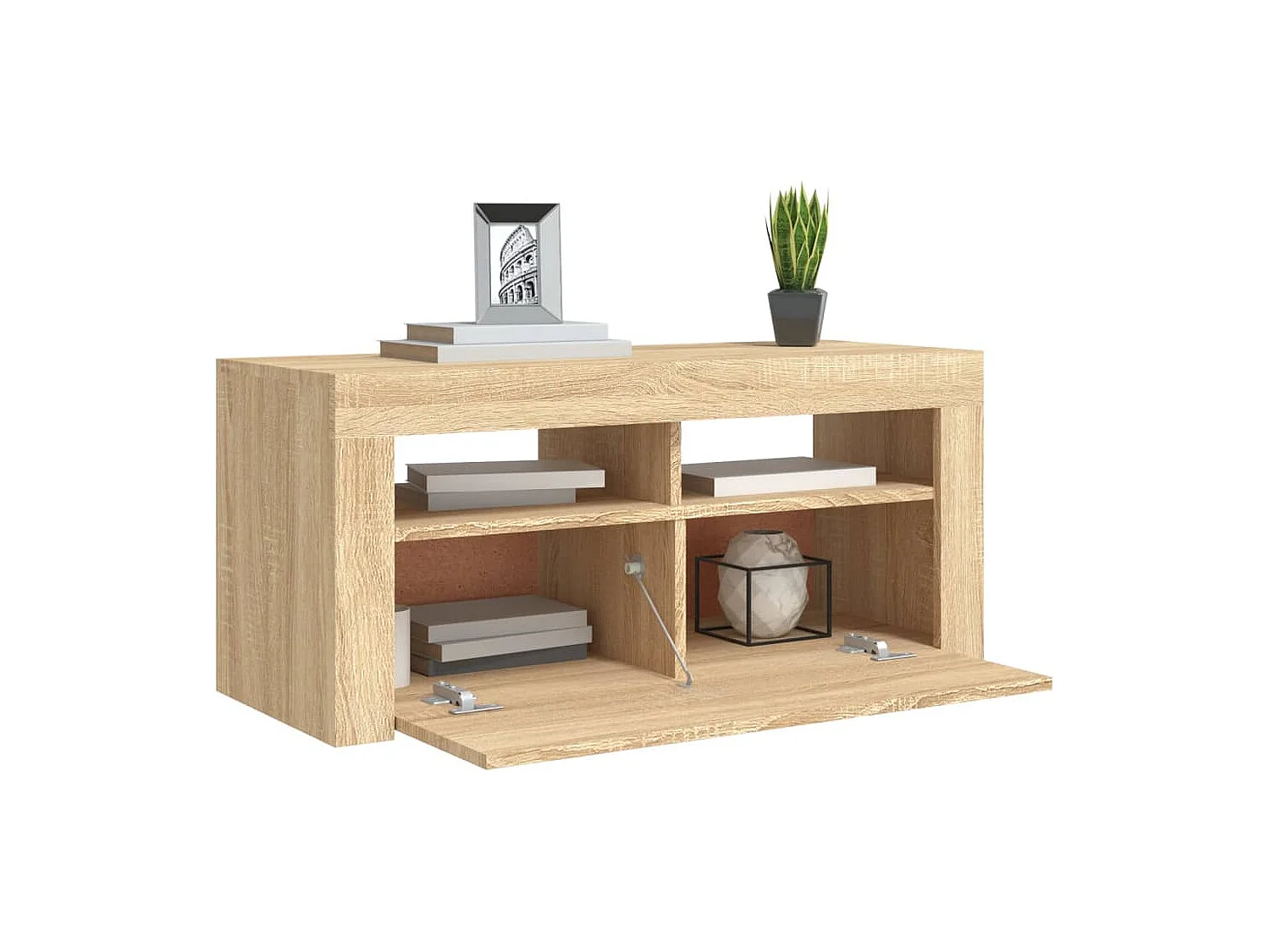 Meuble TV avec lumières LED chêne sonoma 90x35x40 cm