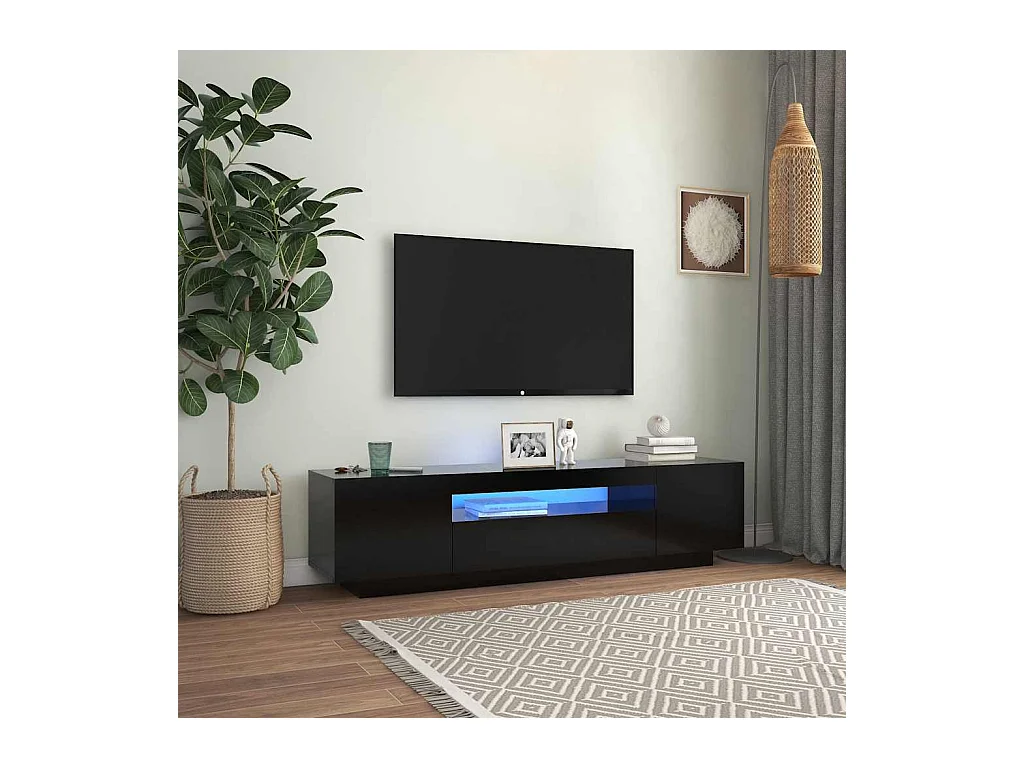 Meuble TV avec lumières LED noir 160x35x40 cm