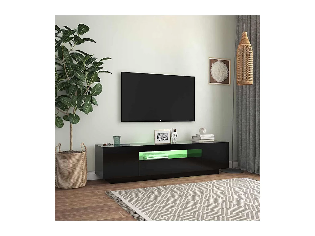Meuble TV avec lumières LED noir 160x35x40 cm