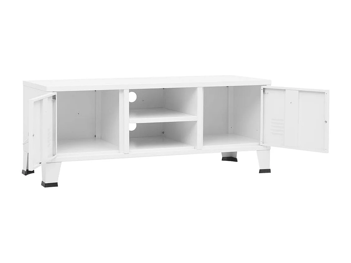 Mobile TV industriale Bianco 105x35x42 cm Metallo