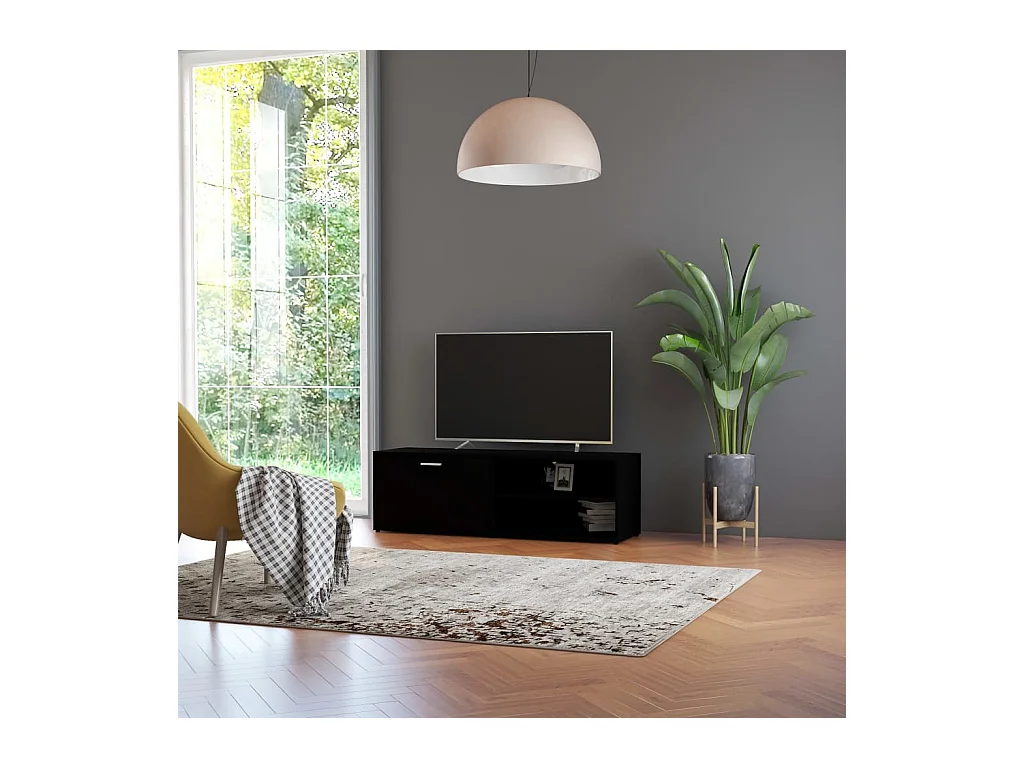Meuble TV Noir 120x34x37 cm Bois d’ingénierie