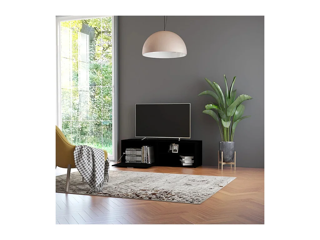 Meuble TV Noir 120x34x37 cm Bois d’ingénierie