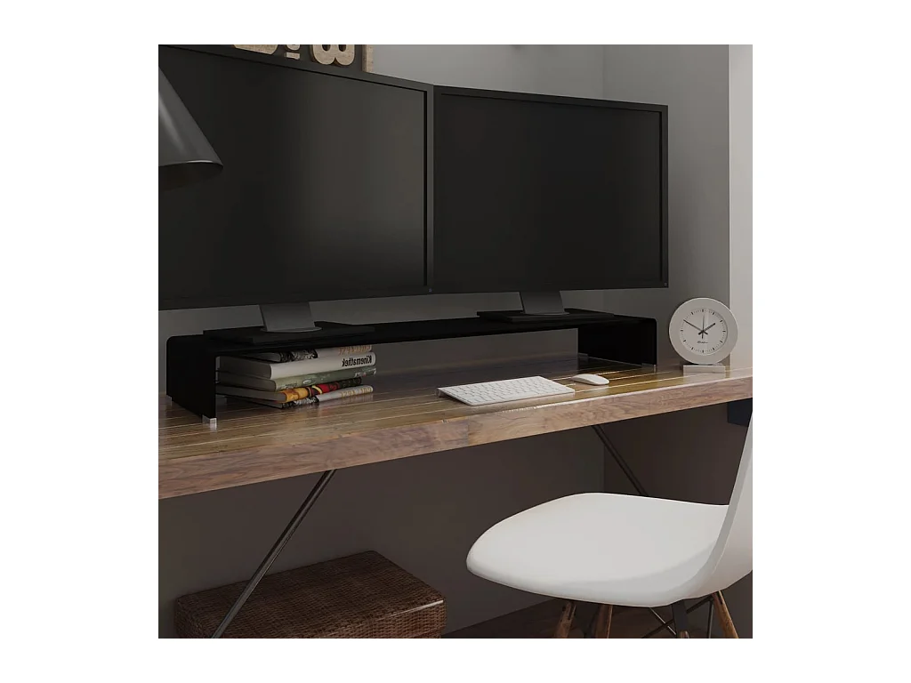 Meuble TV/support pour moniteur 120x30x13 cm verre noir