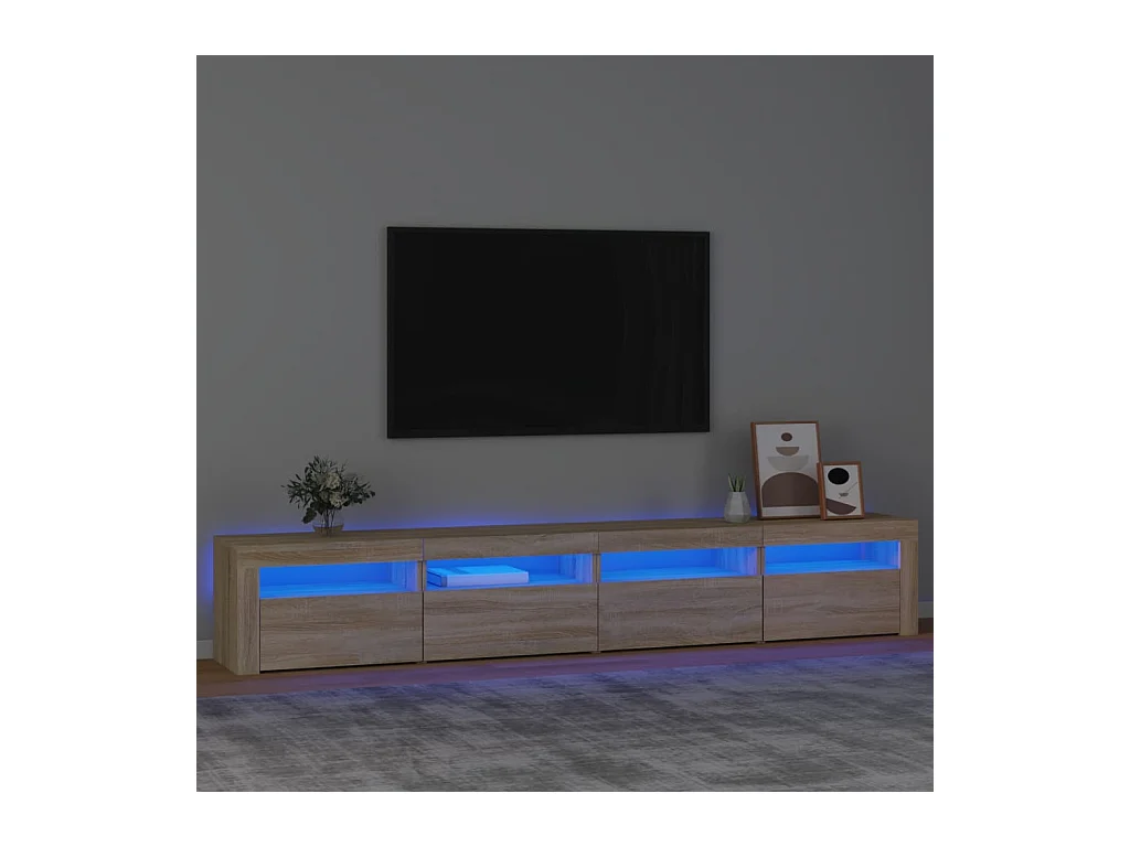 Meuble TV avec lumières LED Chêne sonoma 240x35x40 cm