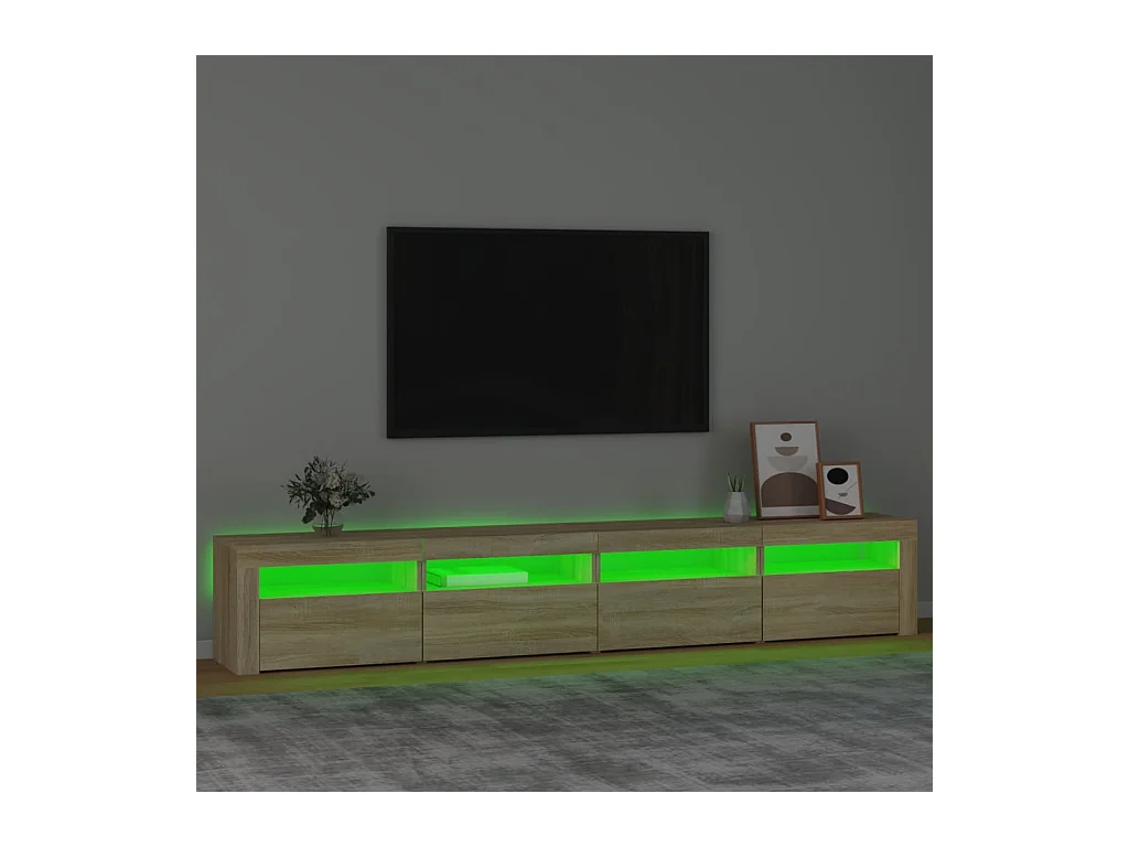 Meuble TV avec lumières LED Chêne sonoma 240x35x40 cm