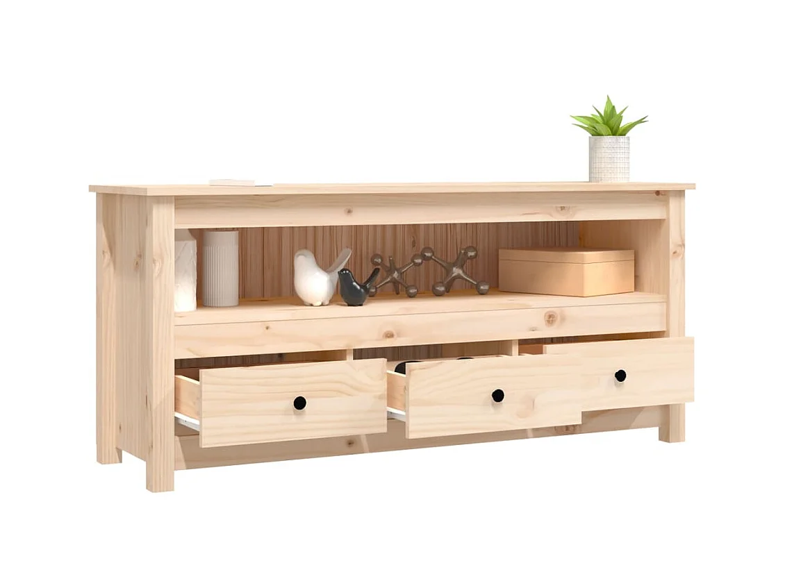 Meuble TV 114x35x52 cm Bois de pin massif