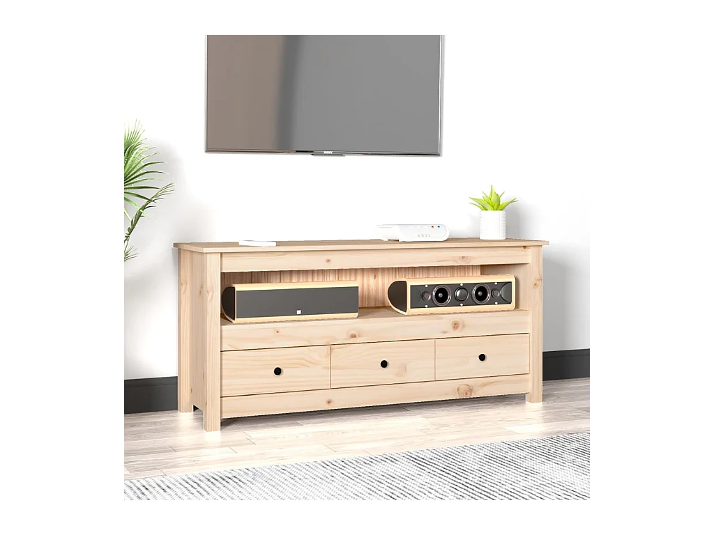 Mobile TV 114x35x52 cm Legno massello di pino