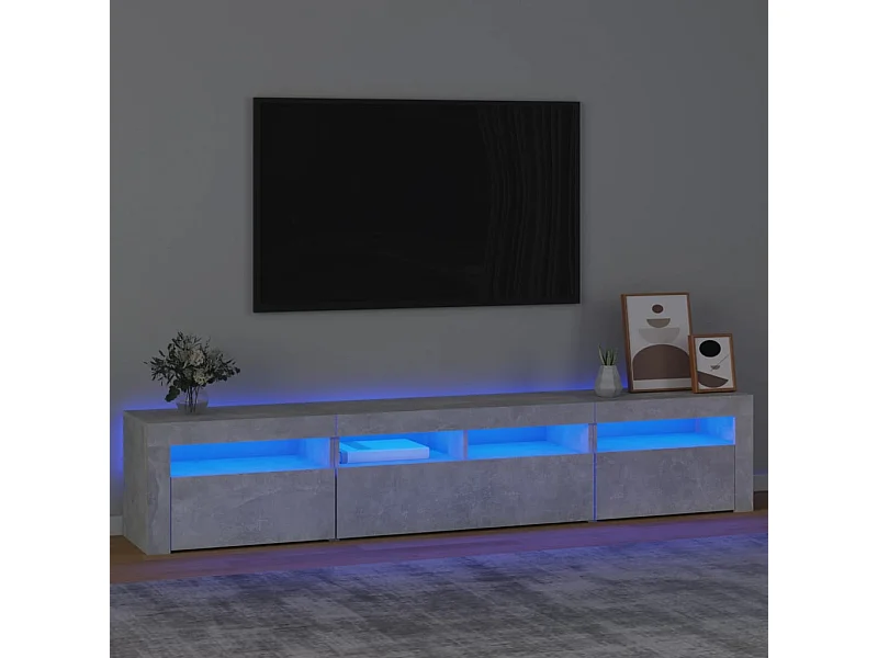 TV-meubel met LED-verlichting Betongrijs 210x35x40 cm