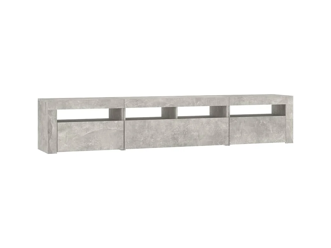 Meuble TV avec lumières LED Gris béton 210x35x40 cm