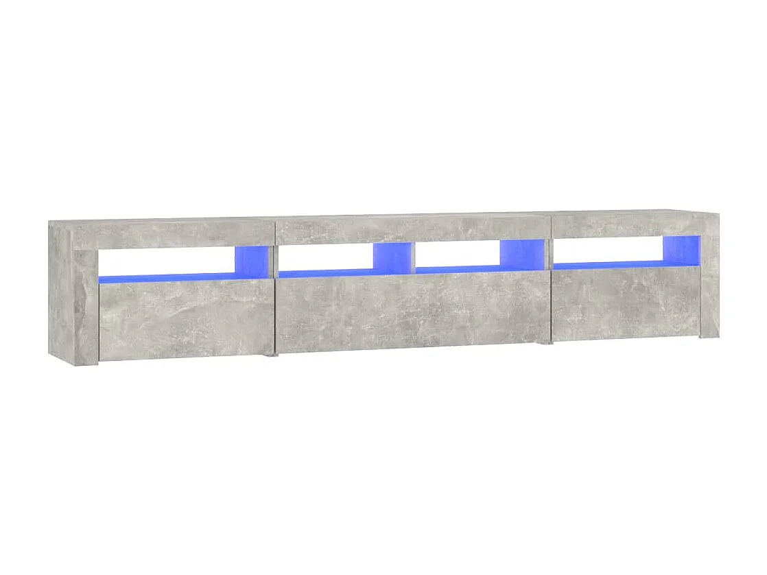 Mueble de TV con luces LED Gris hormigón 210x35x40 cm