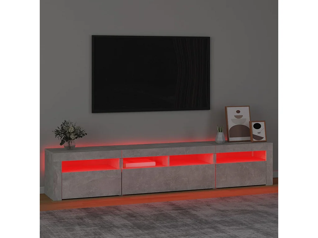 Mueble de TV con luces LED Gris hormigón 210x35x40 cm