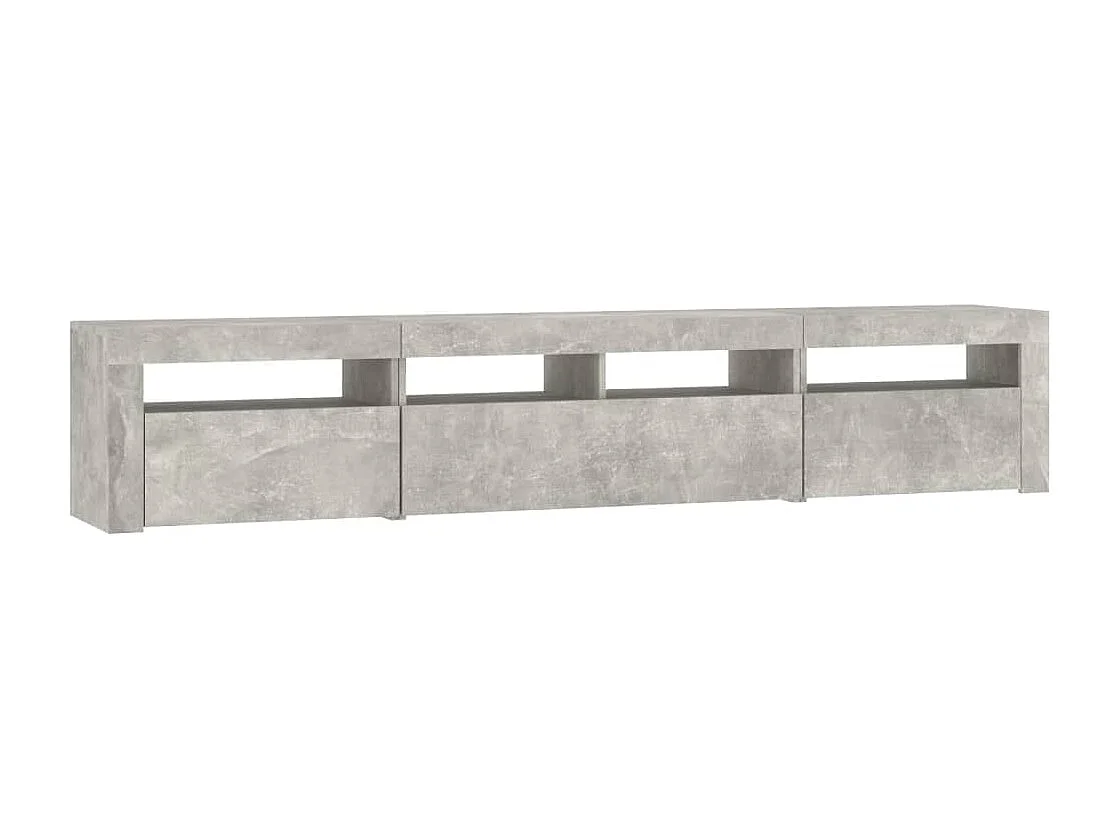 Mueble de TV con luces LED Gris hormigón 210x35x40 cm