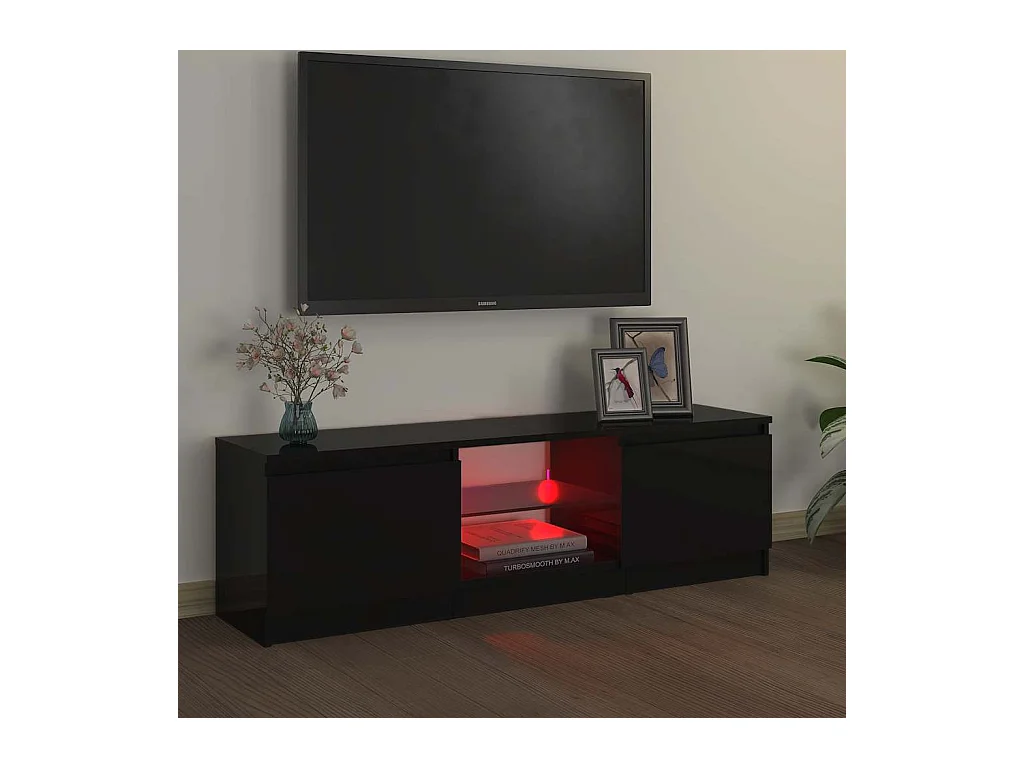 Meuble TV avec lumières LED Noir 120x30x36 cm