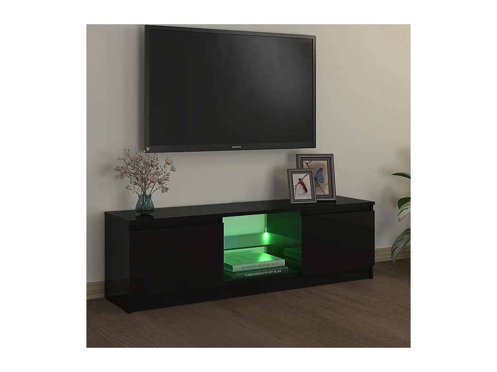 Meuble TV avec lumières LED Noir 120x30x36 cm