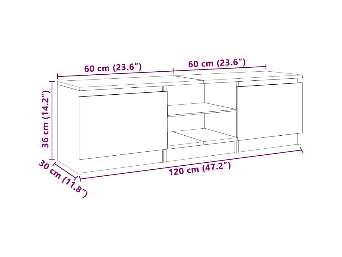 Meuble TV avec lumières LED Noir 120x30x36 cm