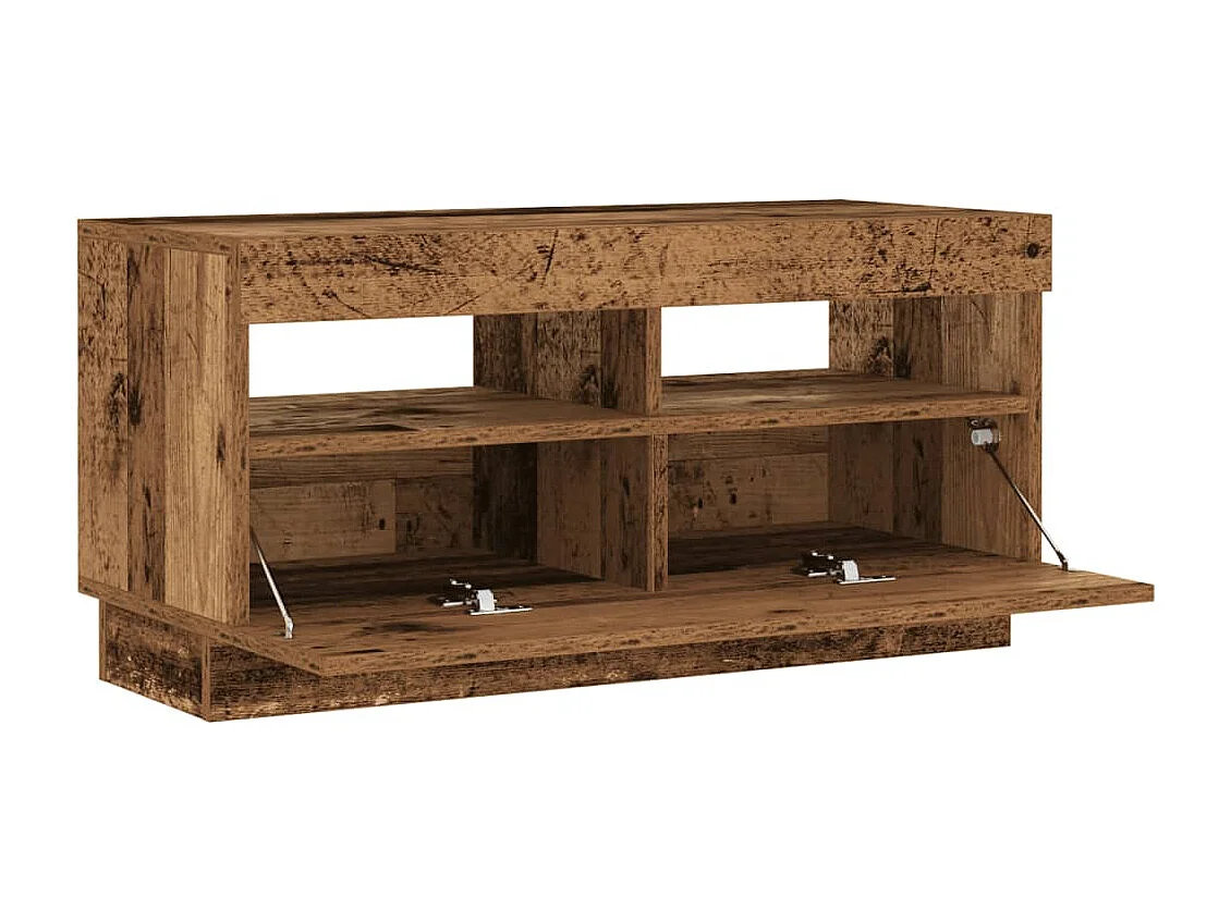 Meuble TV avec lumières LED vieux bois bois d'ingénierie