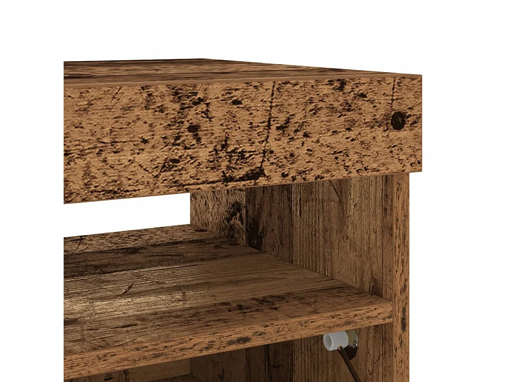 Meuble TV avec lumières LED vieux bois bois d'ingénierie