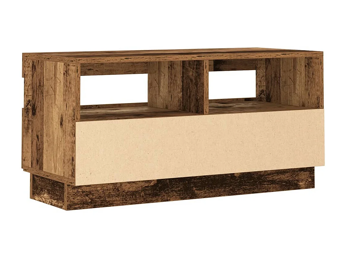 Meuble TV avec lumières LED vieux bois bois d'ingénierie
