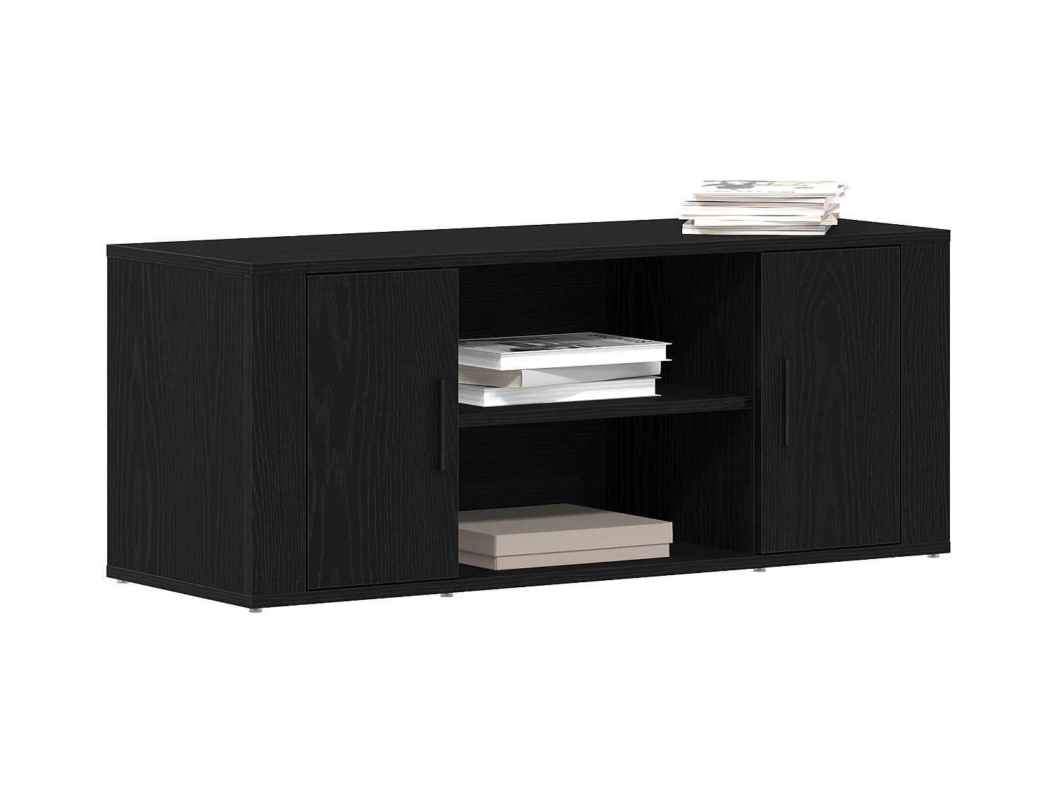 Meuble TV Noir Chêne 100x35x40 cm Bois d'ingénierie