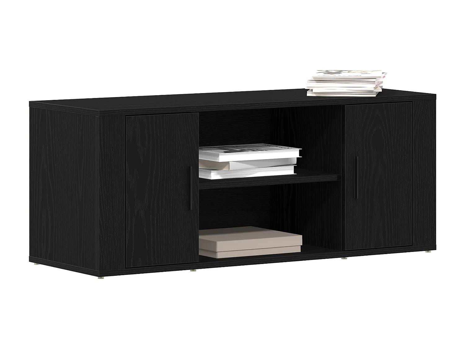 Meuble TV Noir Chêne 100x35x40 cm Bois d'ingénierie