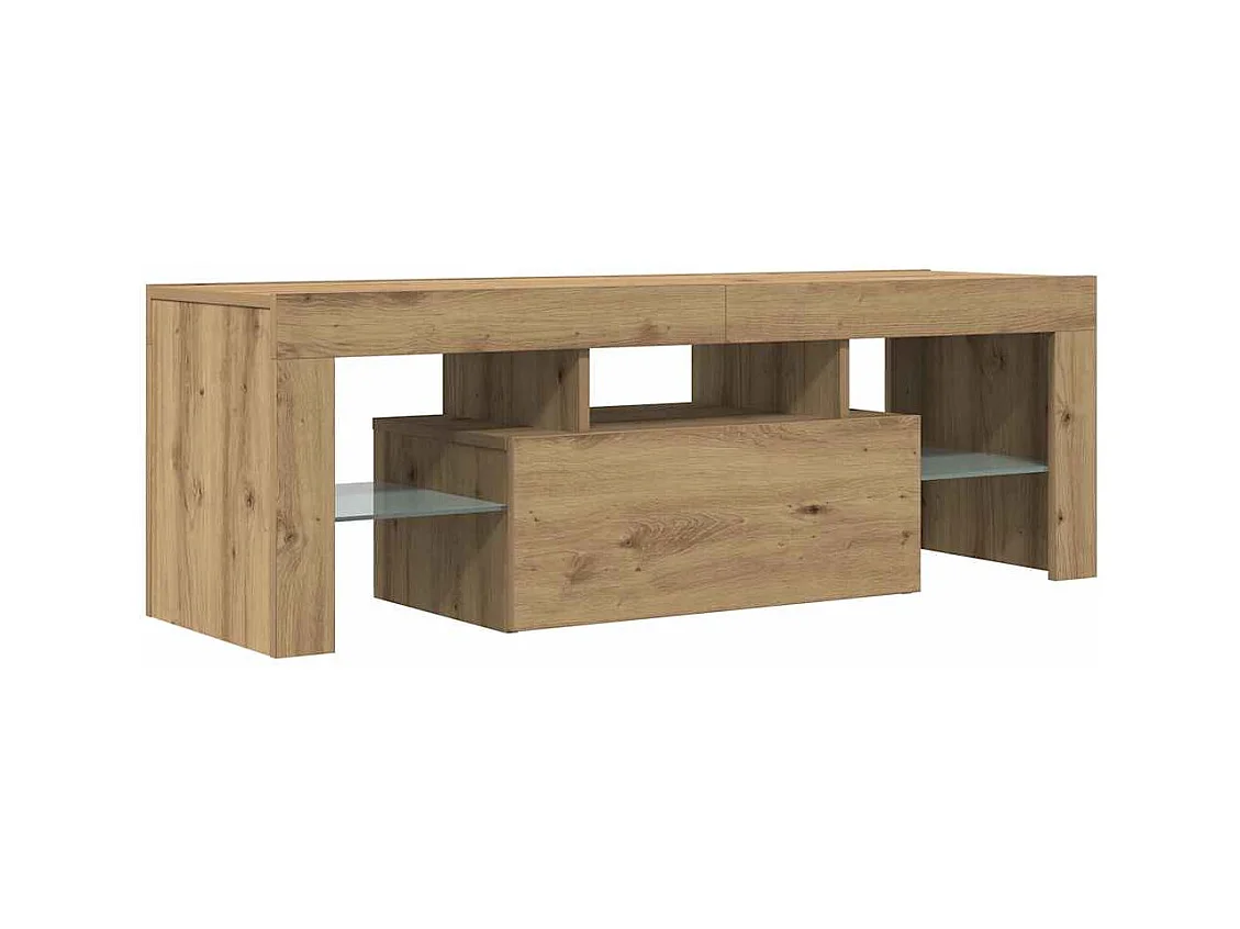 Meuble TV avec lumières LED chêne artisanal bois d'ingénierie