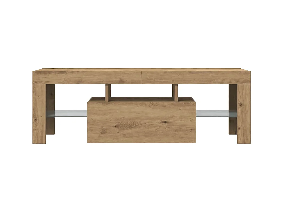 Meuble TV avec lumières LED chêne artisanal bois d'ingénierie