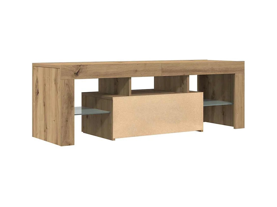 Meuble TV avec lumières LED chêne artisanal bois d'ingénierie