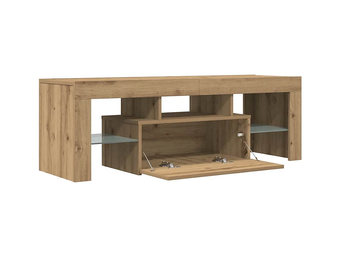 Meuble TV avec lumières LED chêne artisanal bois d'ingénierie