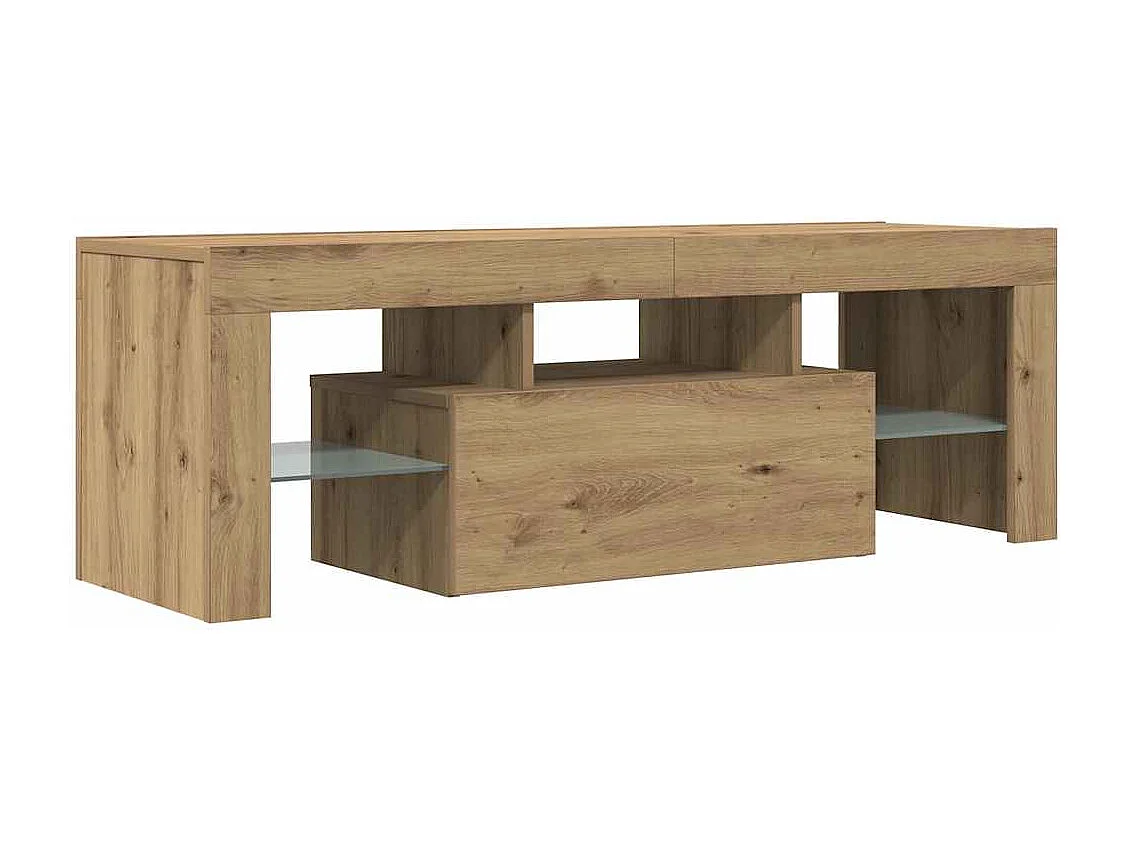 Meuble TV avec lumières LED chêne artisanal bois d'ingénierie