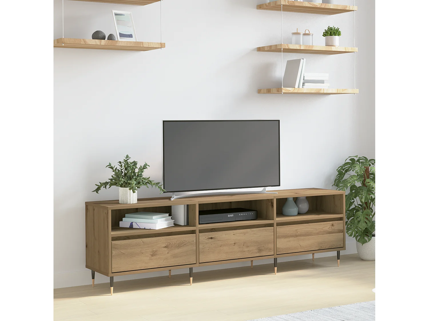 TV-meubel Handgemaakt eikenhout 150x30x44,5 cm Technisch hout