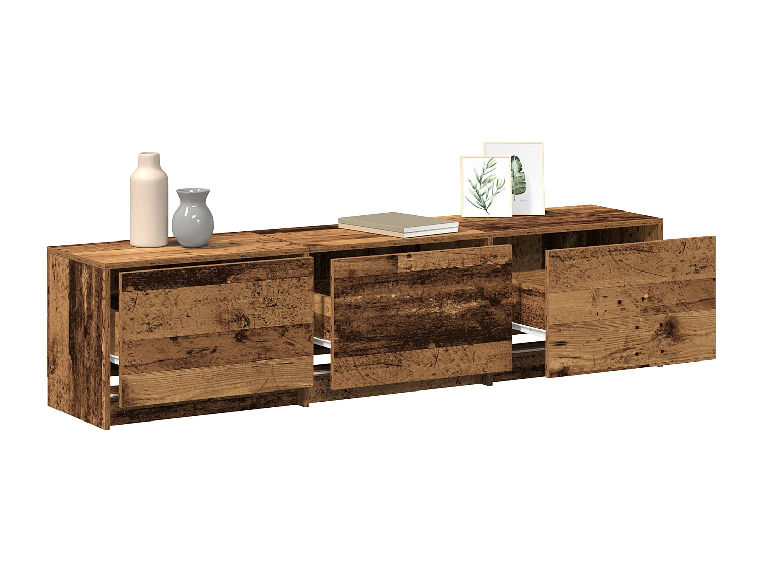 Meuble TV avec LED Vieux Bois 162,5x34x40 cm Bois Aggloméré