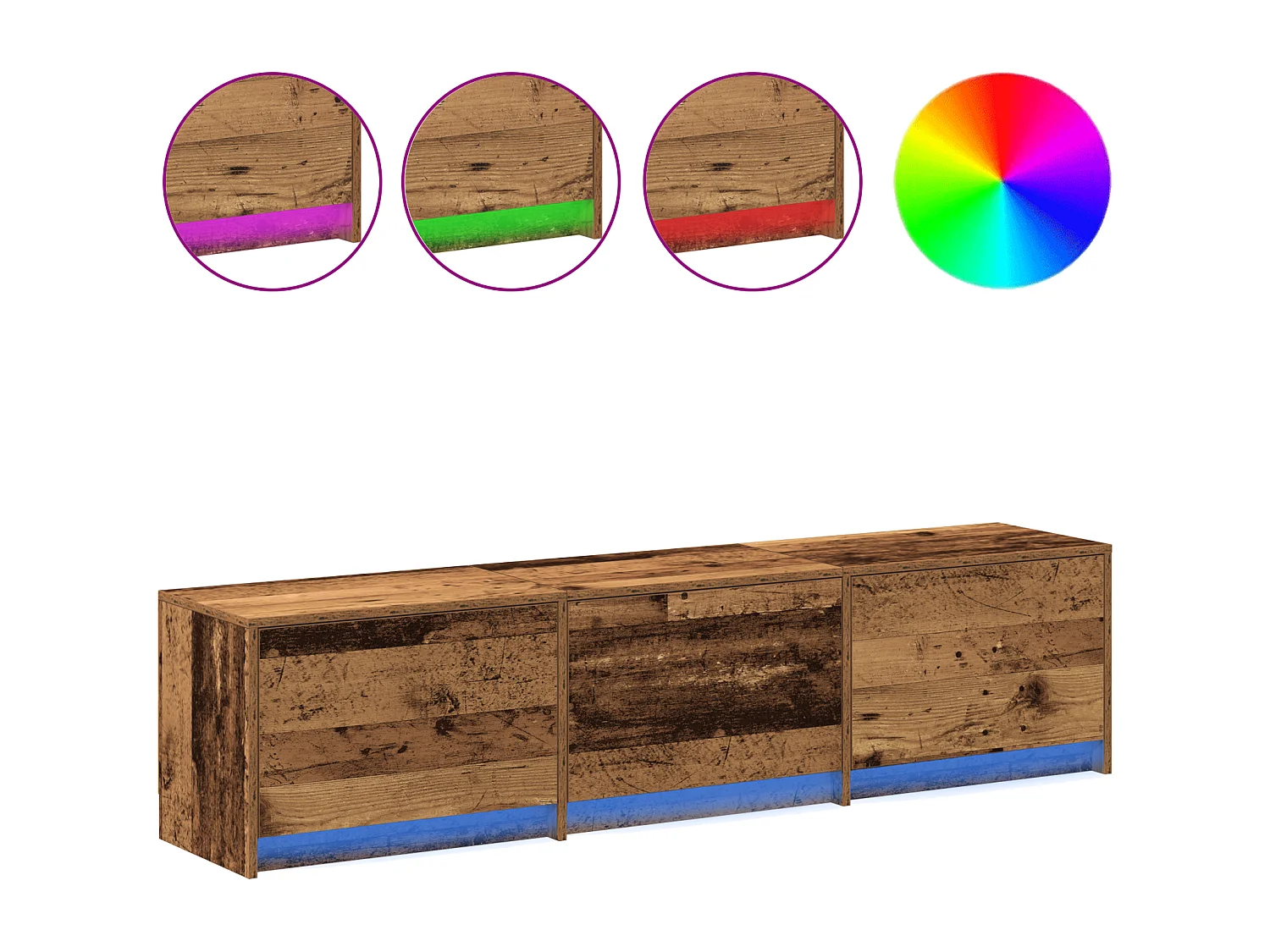 Meuble TV avec LED Vieux Bois 162,5x34x40 cm Bois Aggloméré