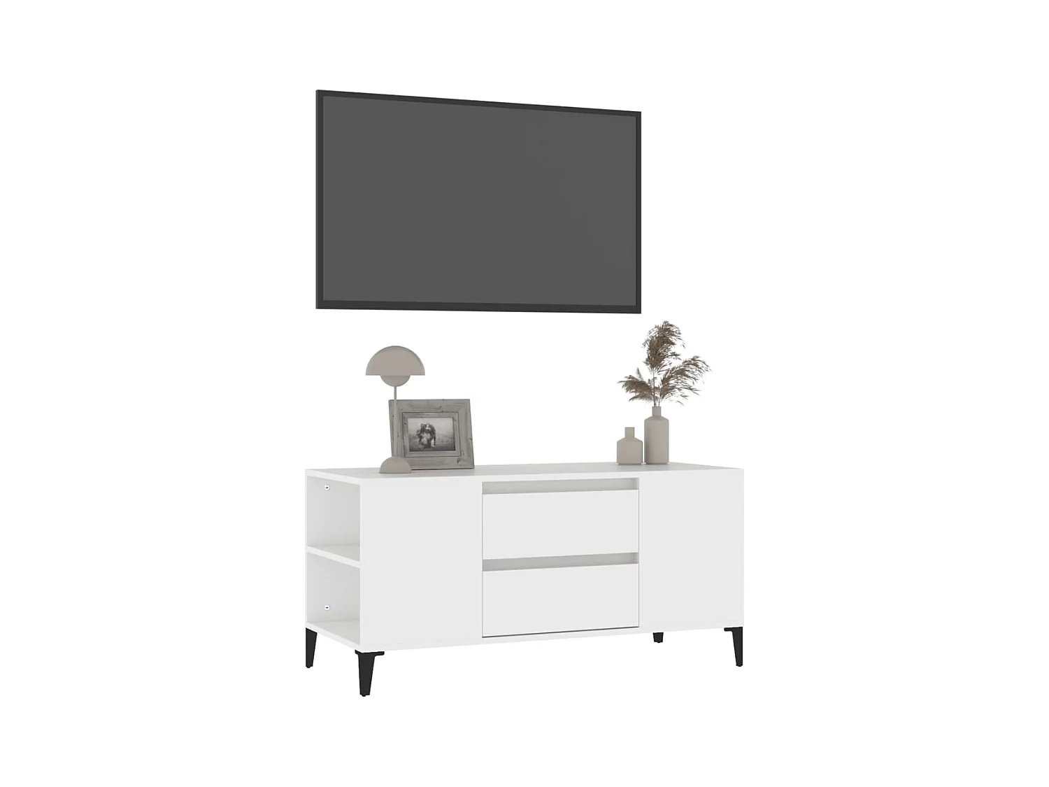 Meuble TV Blanc 102x44,5x50 cm Bois d'ingénierie