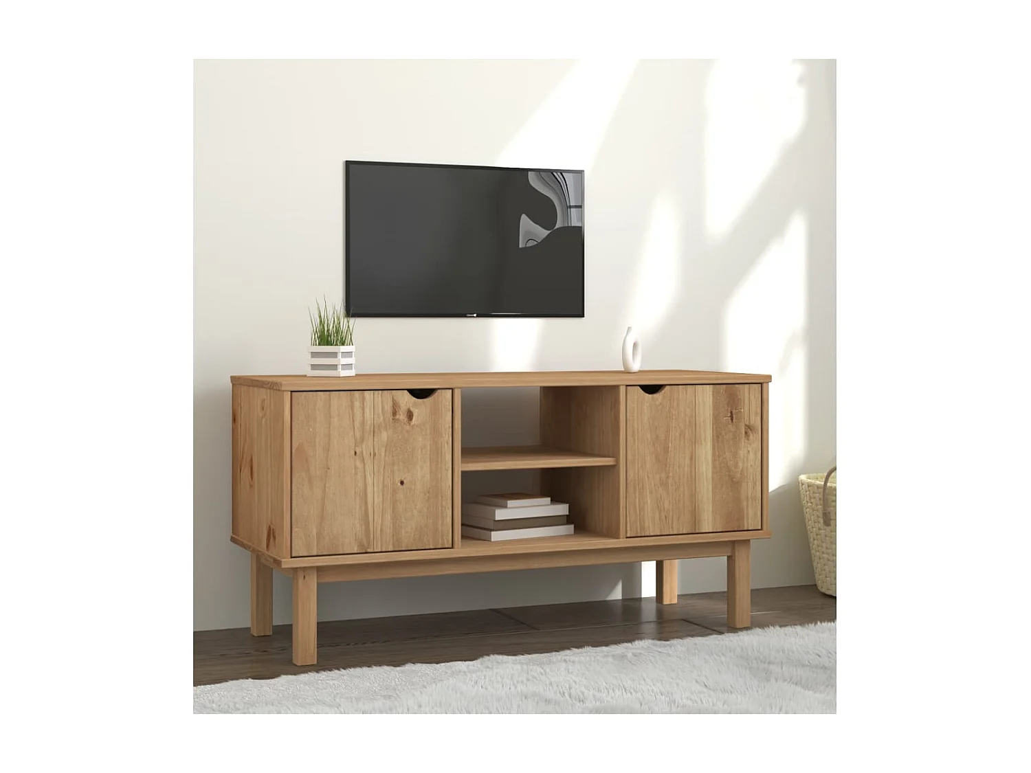 Meuble TV  113,5x43x57 cm Bois de pin massif