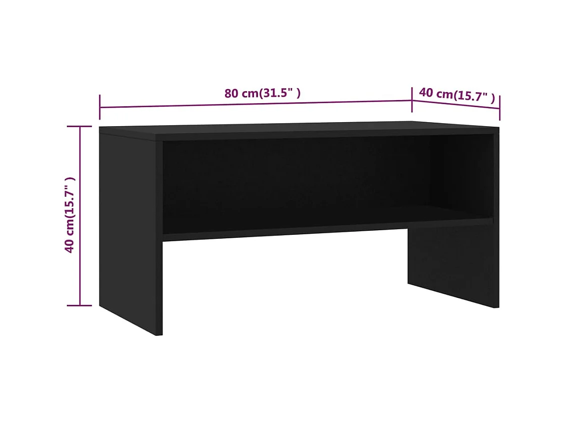 Meuble TV Noir 80x40x40 cm Bois d’ingénierie