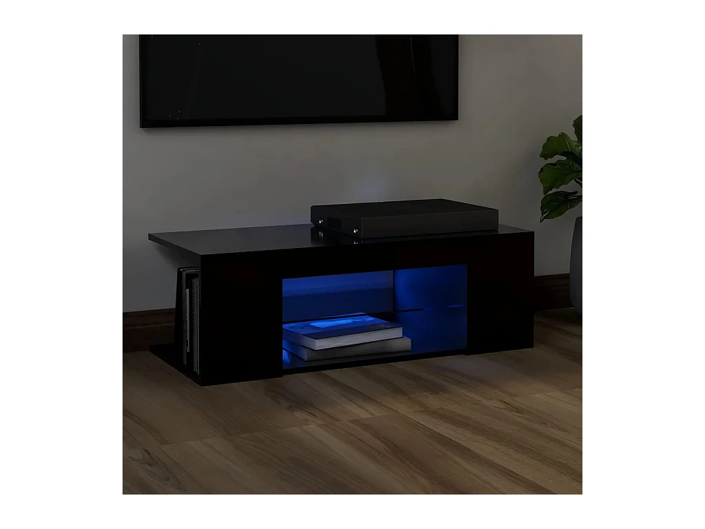 Meuble TV avec lumières LED Noir 90x39x30 cm