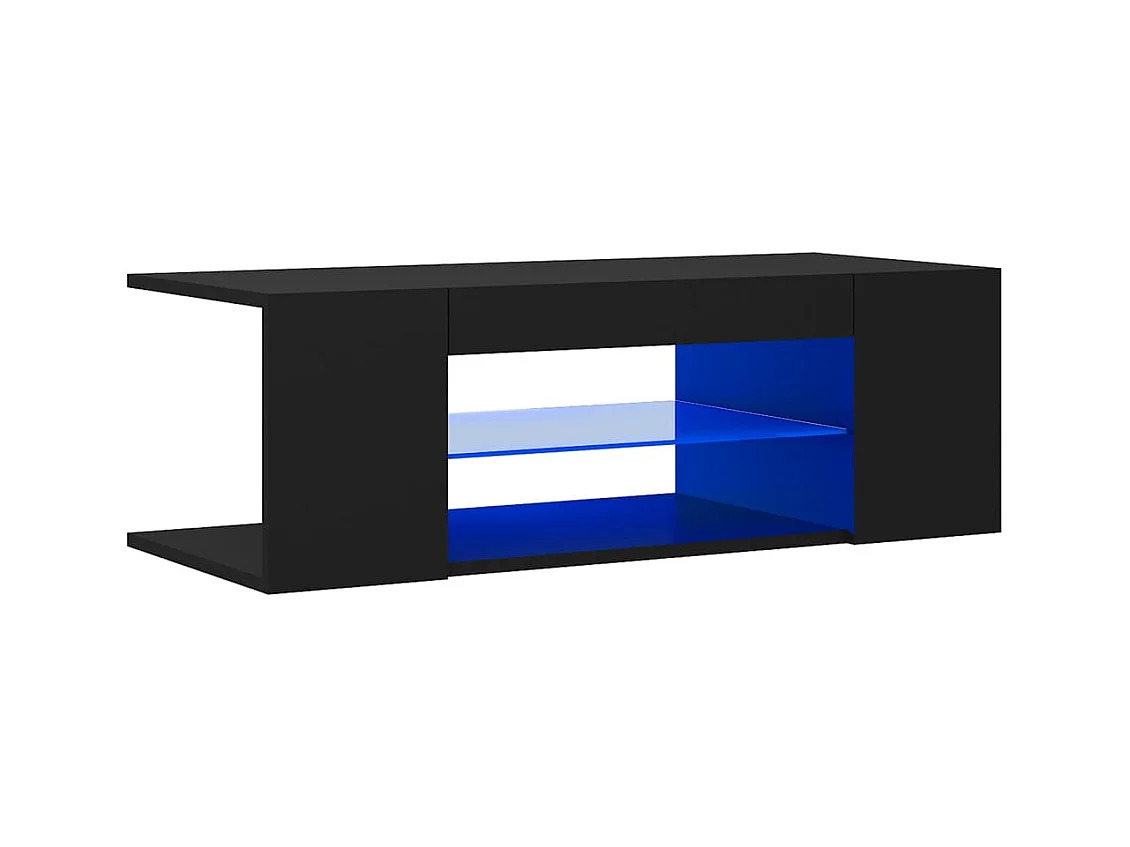 Meuble TV avec lumières LED Noir 90x39x30 cm