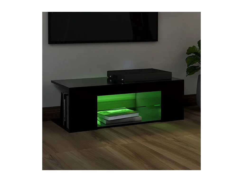 Meuble TV avec lumières LED Noir 90x39x30 cm
