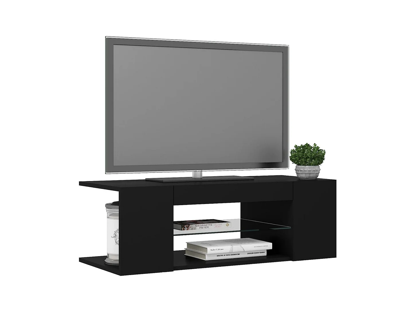 Meuble TV avec lumières LED Noir 90x39x30 cm