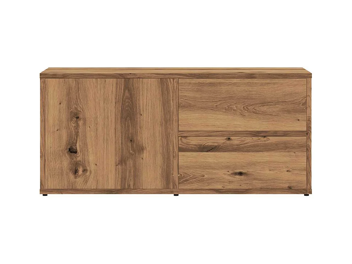Meuble TV chêne artisanal 80x34x35,5 cm bois d'ingénierie