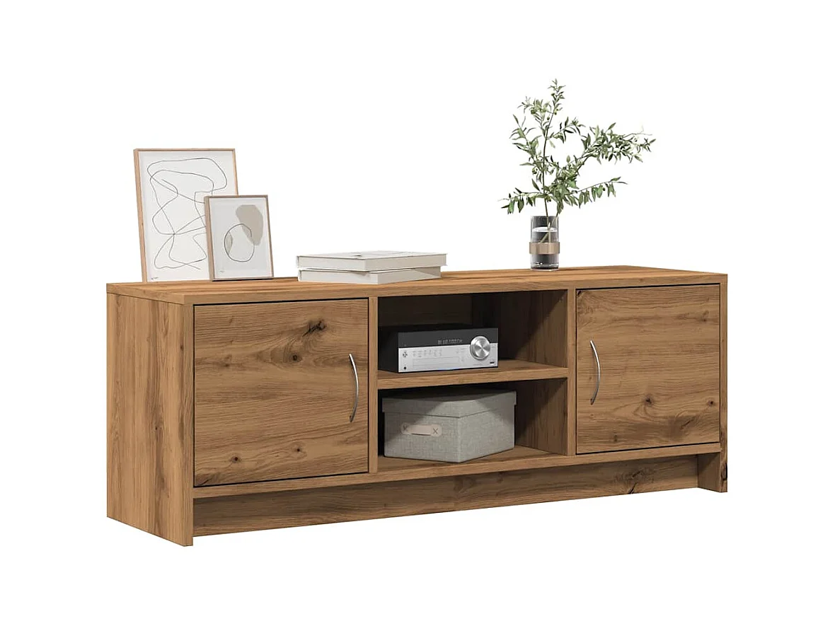 Meuble TV chêne artisanal 102x30x37,5 cm bois d'ingénierie