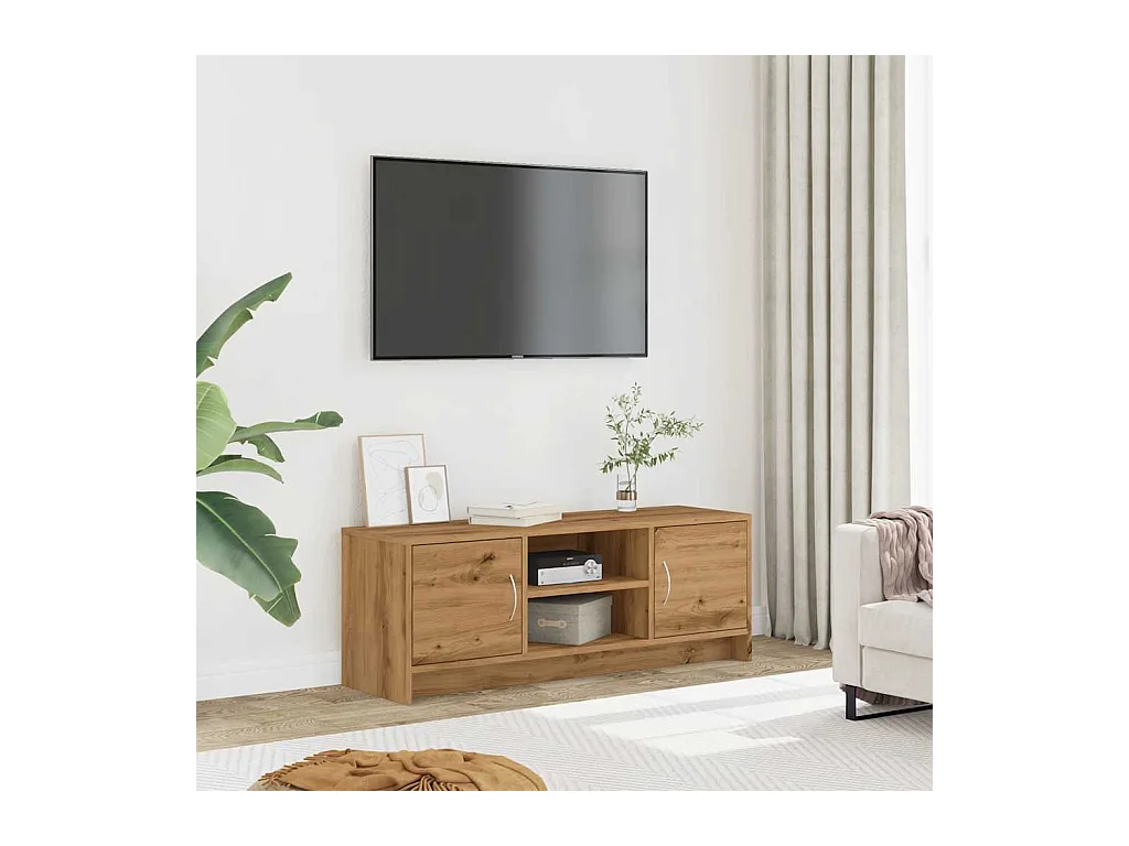 Meuble TV chêne artisanal 102x30x37,5 cm bois d'ingénierie
