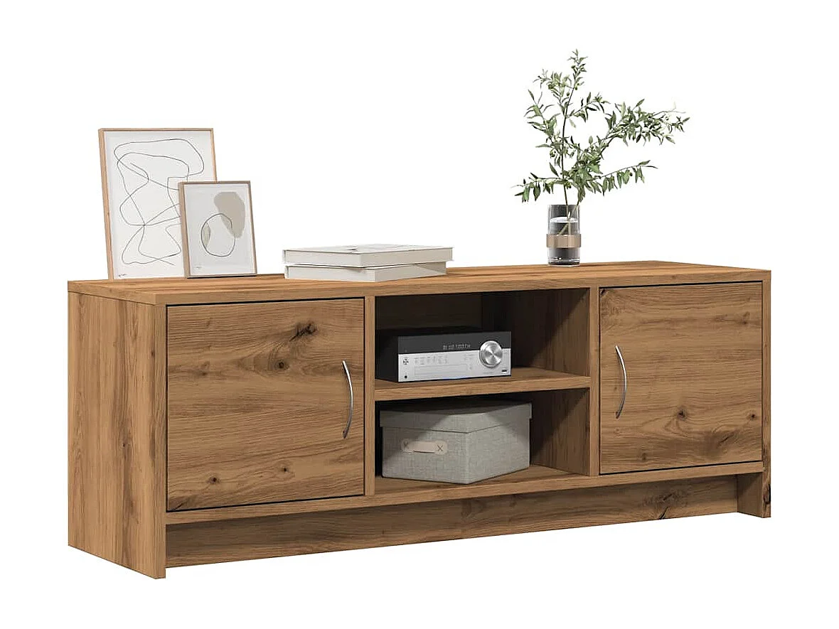 Meuble TV chêne artisanal 102x30x37,5 cm bois d'ingénierie