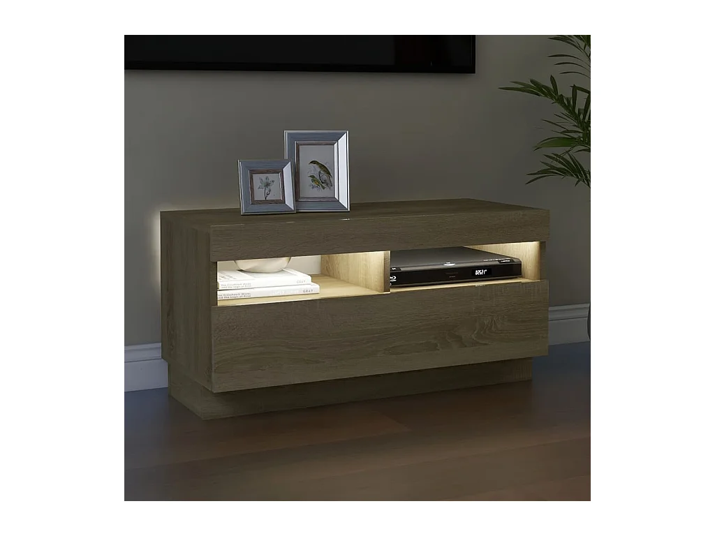 Mueble de TV con luces LED roble Sonoma 80x35x40 cm