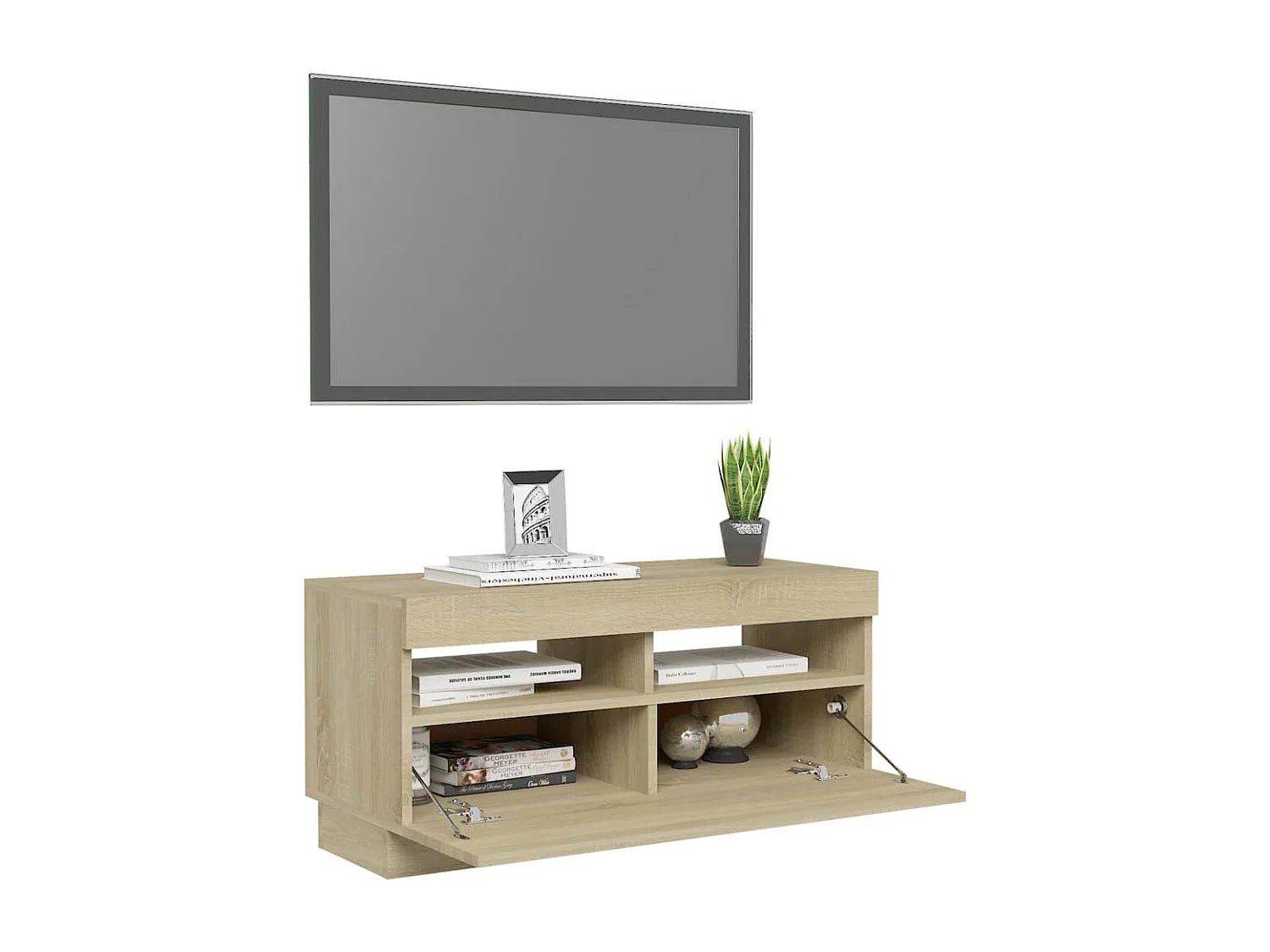 Mueble de TV con luces LED roble Sonoma 80x35x40 cm