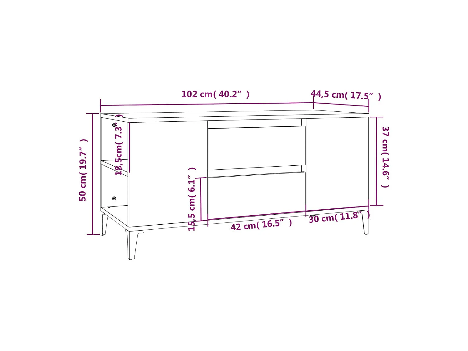 Meuble TV Blanc brillant 102x44,5x50 cm Bois d'ingénierie