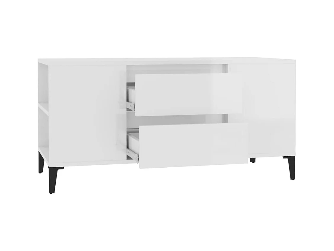 Meuble TV Blanc brillant 102x44,5x50 cm Bois d'ingénierie