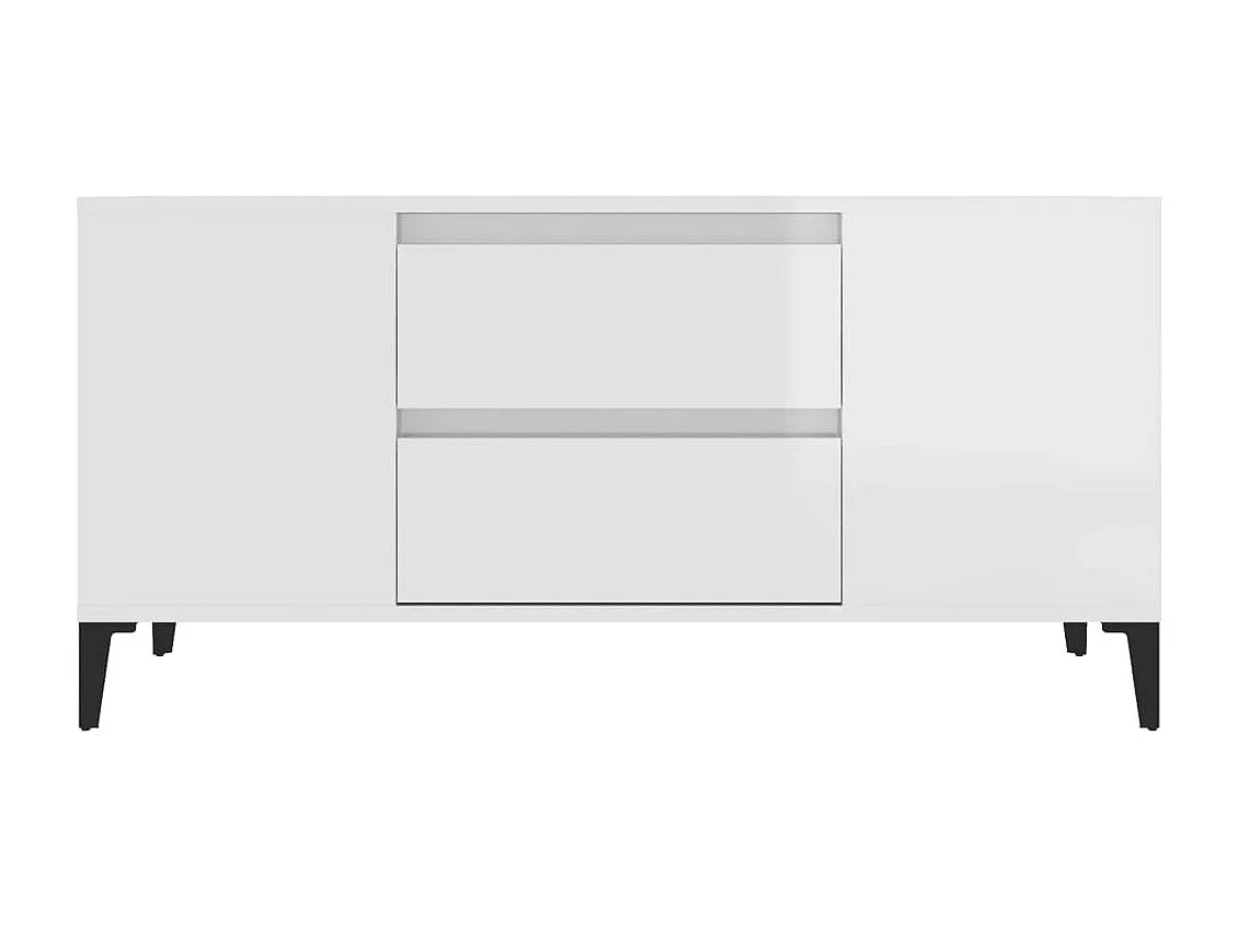 Mobile TV Bianco lucido 102x44,5x50 cm Legno composito