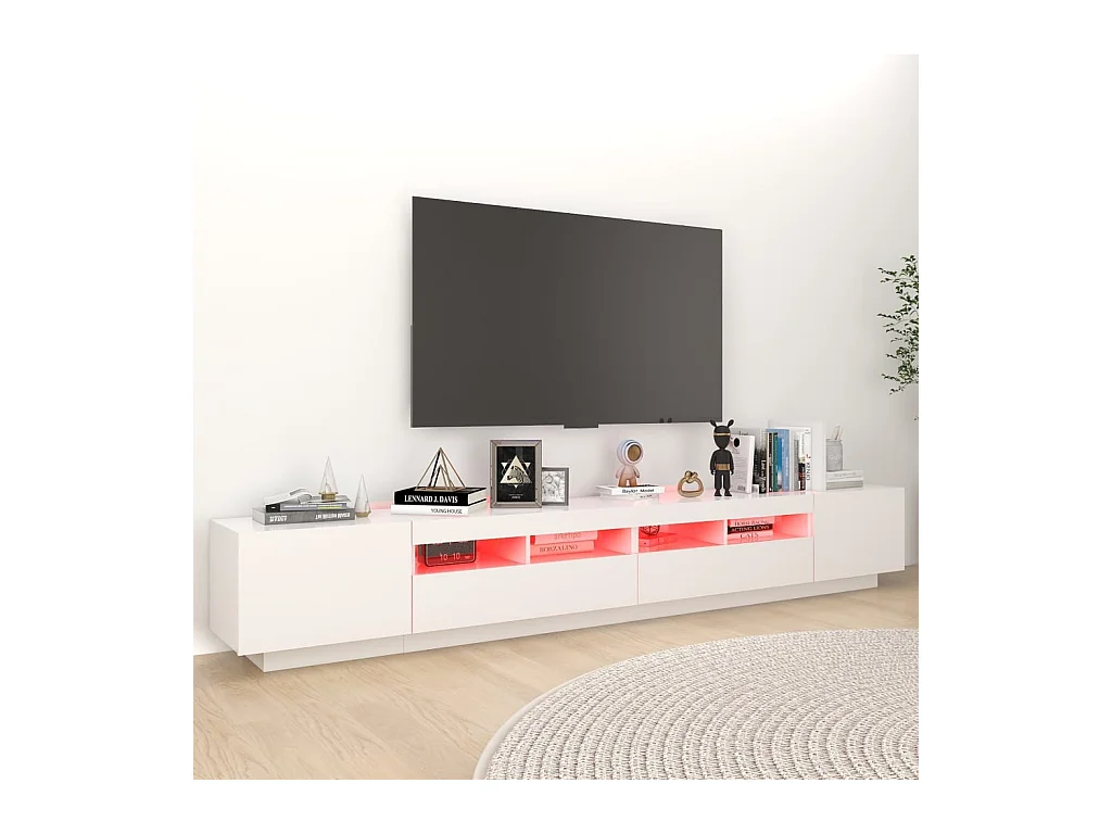 Meuble TV avec lumières LED Blanc 260x35x40 cm